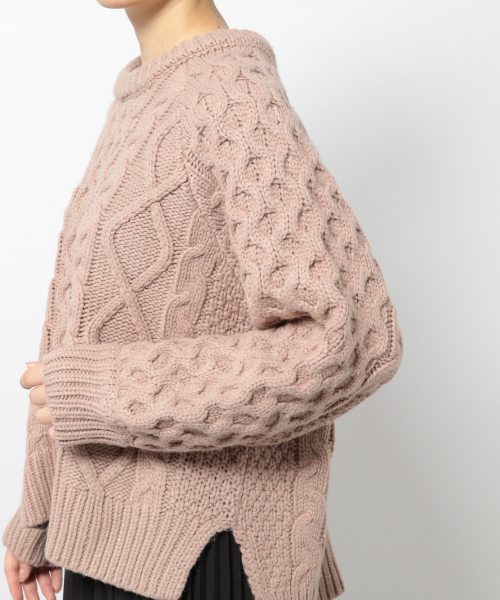 PAGEBOY（ページボーイ）の「ケーブルクルーネックプルオーバー（ニット/セーター・レディース・パープル/オフホワイト/ライトブラウン・FREE）」の21枚目の写真