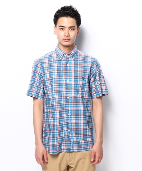 coen（コーエン）の「コーエンチェック柄半袖シャツ（シャツ/ブラウス・メンズ・ネイビー/ダークグリーン/コバルトブルー/レッド・SMALL/MEDIUM/LARGE/X-LARGE/X-SMALL）」の8枚目の写真