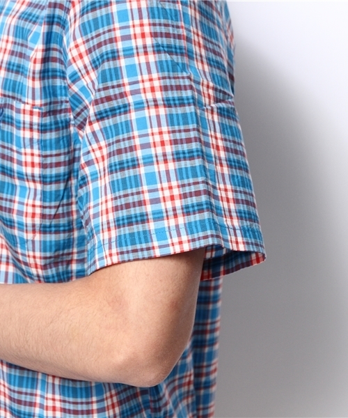 coen（コーエン）の「コーエンチェック柄半袖シャツ（シャツ/ブラウス・メンズ・ネイビー/ダークグリーン/コバルトブルー/レッド・SMALL/MEDIUM/LARGE/X-LARGE/X-SMALL）」の5枚目の写真