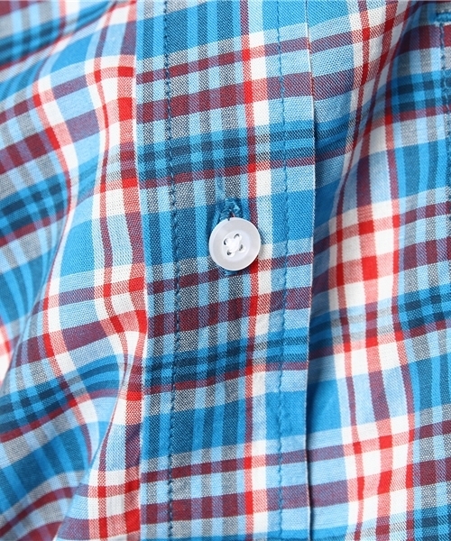 coen（コーエン）の「コーエンチェック柄半袖シャツ（シャツ/ブラウス・メンズ・ネイビー/ダークグリーン/コバルトブルー/レッド・SMALL/MEDIUM/LARGE/X-LARGE/X-SMALL）」の7枚目の写真