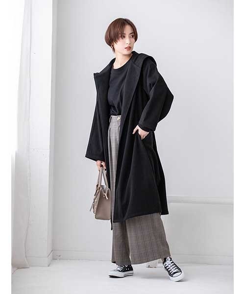fifth（フィフス）の「フーディーガウンコート（トレンチコート・レディース・ブラック/ブラウン/アイボリー・MEDIUM/SMALL）」の3枚目の写真