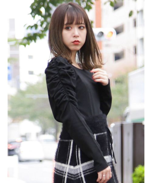 dazzlin（ダズリン）の「パワショルプルオーバー（Tシャツ/カットソー・レディース・ブラック/オフホワイト・FREE）」の2枚目の写真