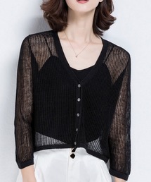 SAISON DE PAPILLON | ショート丈透かし編み薄手カーディガン(カーディガン/ボレロ)
