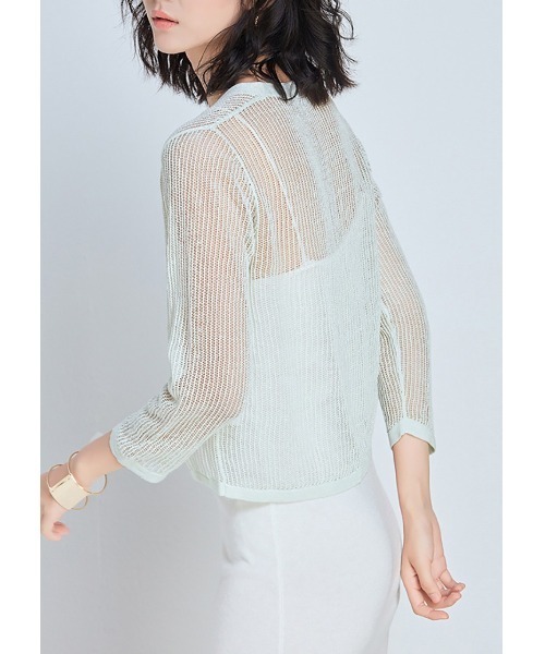 SAISON DE PAPILLON（セゾンドパピヨン）の「ショート丈透かし編み薄手カーディガン（カーディガン/ボレロ・レディース・ミント/ベージュ/ブラック・M/L）」の8枚目の写真