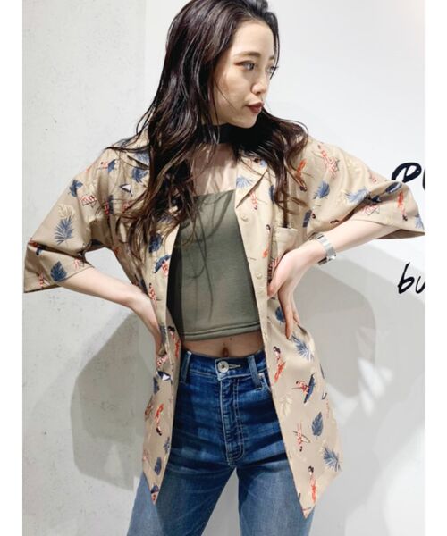 GYDA（ジェイダ）の「original ALOHA シャツ（シャツ/ブラウス・レディース・ブラック/ベージュ/オフホワイト・FREE）」の3枚目の写真