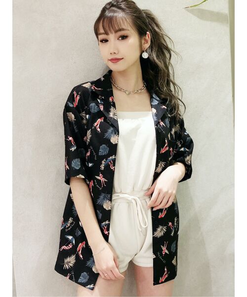 GYDA（ジェイダ）の「original ALOHA シャツ（シャツ/ブラウス・レディース・ブラック/ベージュ/オフホワイト・FREE）」の2枚目の写真