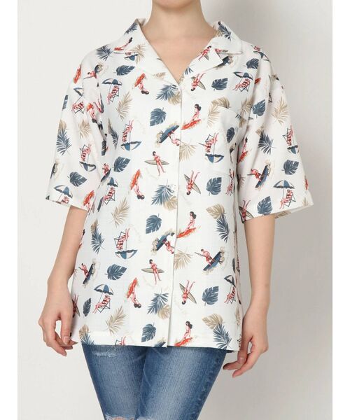 GYDA（ジェイダ）の「original ALOHA シャツ（シャツ/ブラウス・レディース・ブラック/ベージュ/オフホワイト・FREE）」の4枚目の写真