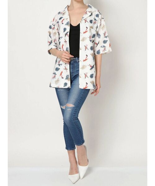 GYDA（ジェイダ）の「original ALOHA シャツ（シャツ/ブラウス・レディース・ブラック/ベージュ/オフホワイト・FREE）」の8枚目の写真