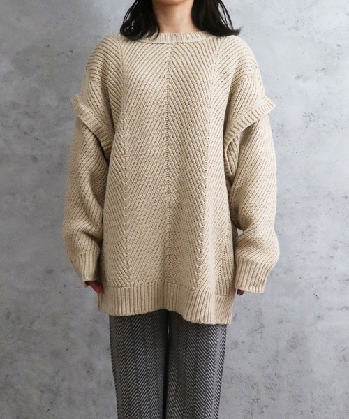 Riberry（リベリー）の「バックボタンニット（ニット/セーター・レディース・チャコールグレー/ブラック/ベージュ/オフホワイト/カーキ・MEDIUM）」の21枚目の写真