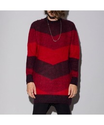 【NO ID.】Mohair Touch Knit Geometric Big Pullover / モヘヤ タッチ ニット ジオメトリック ビッグ プルオーバー
