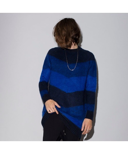 NO ID.(ノーアイディ)の「【NO ID.】Mohair Touch Knit Geometric Big Pullover / モヘヤ タッチ ニット ジオメトリック ビッグ プルオーバー(ニット/セーター・メンズ・レッド/ブルー・ONE SIZE)」の2枚目の写真