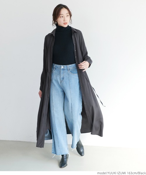 coca(coca)(コカ)の「とろみシャツワンピース(シャツワンピース・レディース・ブラック/カーキ・ONE SIZE)」の11枚目の写真