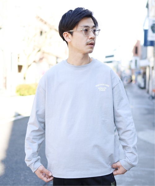 417 EDIFICE(フォーワンセブンエディフィス)の「◆【BIG SHIRTS / ビックシャツ】 ACHATS PARIS ロンTEE(Tシャツ/カットソー・メンズ・グレー/ネイビー/ホワイト・MEDIUM/SMALL/LARGE)」の3枚目の写真