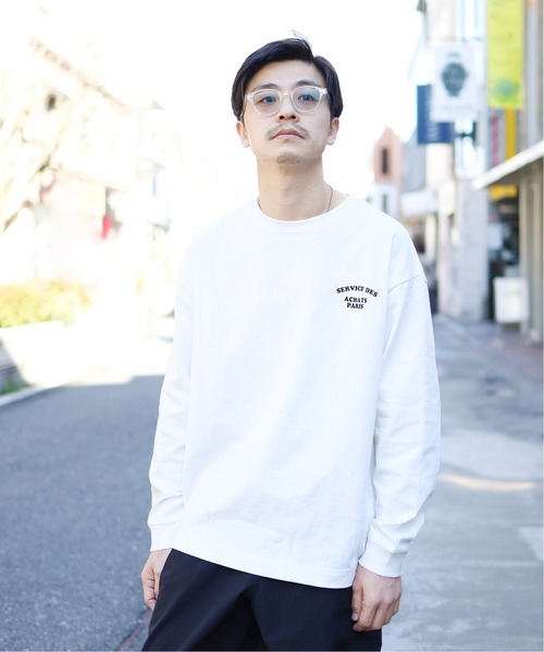 417 EDIFICE(フォーワンセブンエディフィス)の「◆【BIG SHIRTS / ビックシャツ】 ACHATS PARIS ロンTEE(Tシャツ/カットソー・メンズ・グレー/ネイビー/ホワイト・MEDIUM/SMALL/LARGE)」の2枚目の写真