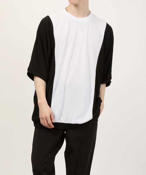 TopIsm（トップイズム）の「ドルマンスリーブ切替無地 半袖カットソー（Tシャツ/カットソー・メンズ・ホワイト/ベージュ/チャコール・M/L）」の10枚目の写真