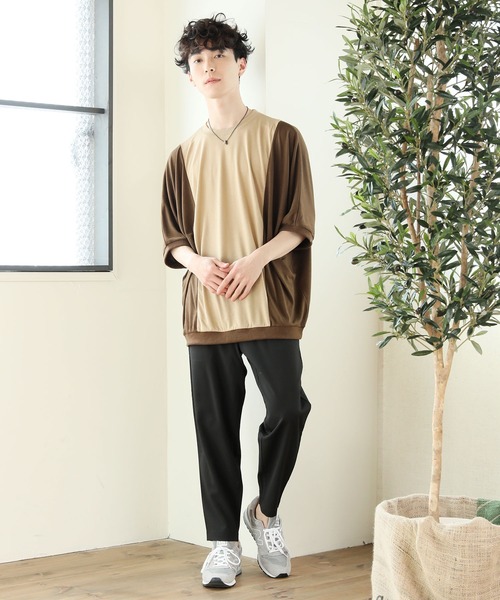 TopIsm（トップイズム）の「ドルマンスリーブ切替無地 半袖カットソー（Tシャツ/カットソー・メンズ・ホワイト/ベージュ/チャコール・M/L）」の6枚目の写真