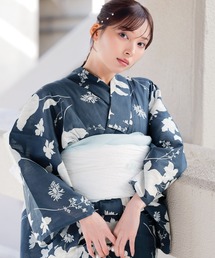1人で着られる浴衣5点セット 和歌山染工日本染め（ゆかた・しわへこ帯