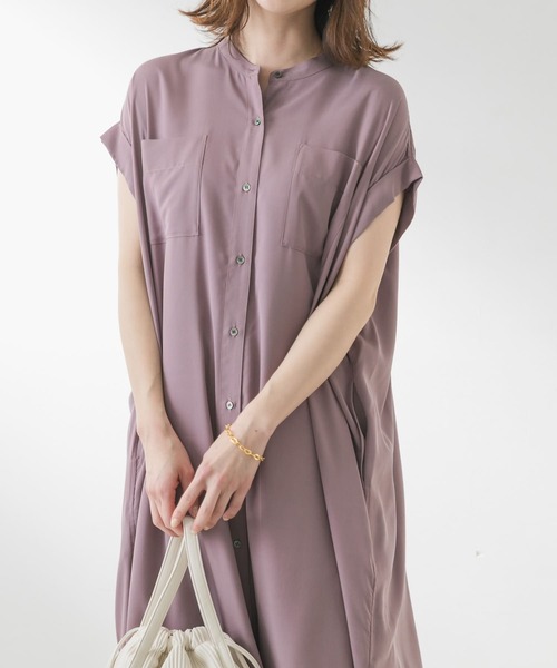 F by ROSSO（エフバイロッソ）の「F by ROSSO　モダールオーバーシャツワンピース（シャツワンピース・レディース・パープル/ネイビー・FREE）」の5枚目の写真