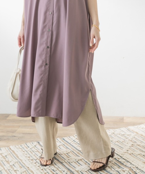 F by ROSSO（エフバイロッソ）の「F by ROSSO　モダールオーバーシャツワンピース（シャツワンピース・レディース・パープル/ネイビー・FREE）」の7枚目の写真