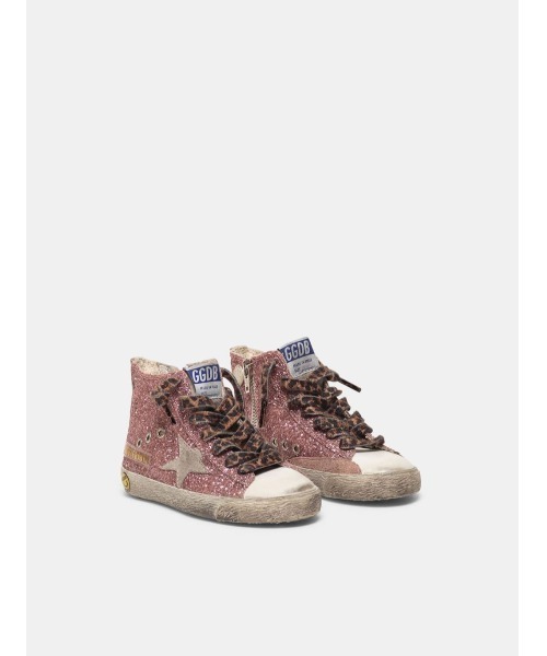 GOLDEN GOOSE（ゴールデングース）の「GOLDEN GOOSE Kids Francy sneakers/pink glitter uppersuede starleopard