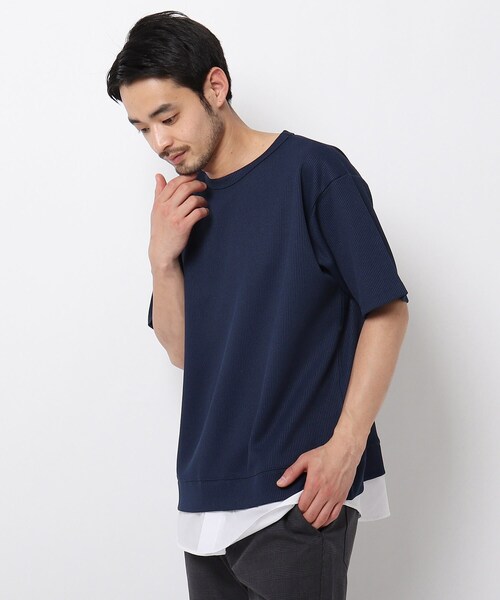 THE SHOP TK （ザ ショップ ティーケー ）の「◆ワッフルフェイクレイヤードプルオーバー（Tシャツ/カットソー・メンズ・ライトブルー/ブラック/アイボリー/ネイビー・02/03/04/01/05）」の4枚目の写真