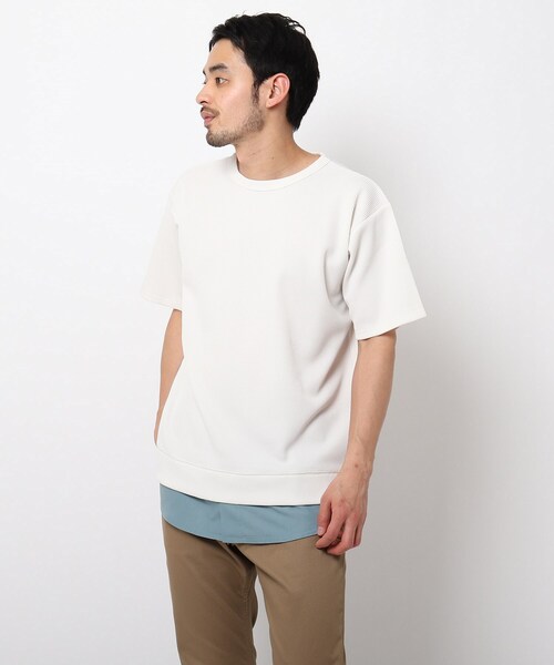 THE SHOP TK （ザ ショップ ティーケー ）の「◆ワッフルフェイクレイヤードプルオーバー（Tシャツ/カットソー・メンズ・ライトブルー/ブラック/アイボリー/ネイビー・02/03/04/01/05）」の2枚目の写真