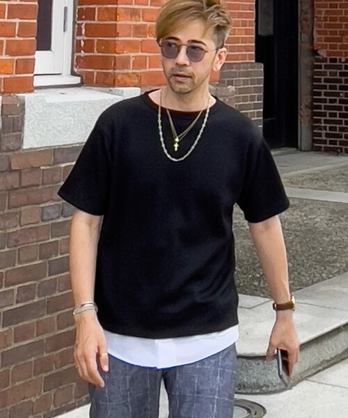 THE SHOP TK （ザ ショップ ティーケー ）の「◆ワッフルフェイクレイヤードプルオーバー（Tシャツ/カットソー・メンズ・ライトブルー/ブラック/アイボリー/ネイビー・02/03/04/01/05）」の3枚目の写真