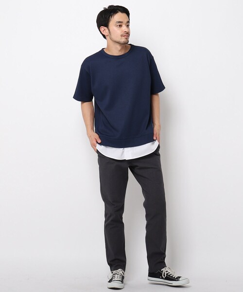 THE SHOP TK （ザ ショップ ティーケー ）の「◆ワッフルフェイクレイヤードプルオーバー（Tシャツ/カットソー・メンズ・ライトブルー/ブラック/アイボリー/ネイビー・02/03/04/01/05）」の9枚目の写真