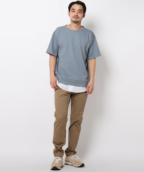 THE SHOP TK （ザ ショップ ティーケー ）の「◆ワッフルフェイクレイヤードプルオーバー（Tシャツ/カットソー・メンズ・ライトブルー/ブラック/アイボリー/ネイビー・02/03/04/01/05）」の10枚目の写真