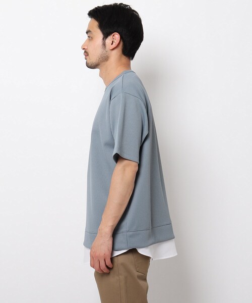 THE SHOP TK （ザ ショップ ティーケー ）の「◆ワッフルフェイクレイヤードプルオーバー（Tシャツ/カットソー・メンズ・ライトブルー/ブラック/アイボリー/ネイビー・02/03/04/01/05）」の12枚目の写真