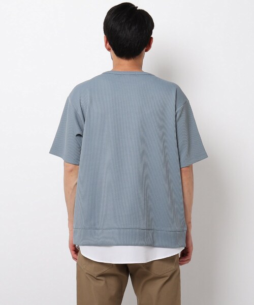 THE SHOP TK （ザ ショップ ティーケー ）の「◆ワッフルフェイクレイヤードプルオーバー（Tシャツ/カットソー・メンズ・ライトブルー/ブラック/アイボリー/ネイビー・02/03/04/01/05）」の13枚目の写真