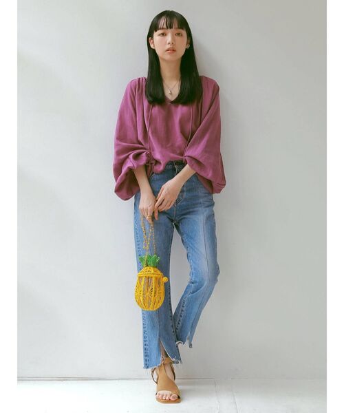 Ungrid（アングリッド）の「コットンボリュームショートブラウス（シャツ/ブラウス・レディース・パープル/オフホワイト/オレンジ・FREE）」の11枚目の写真