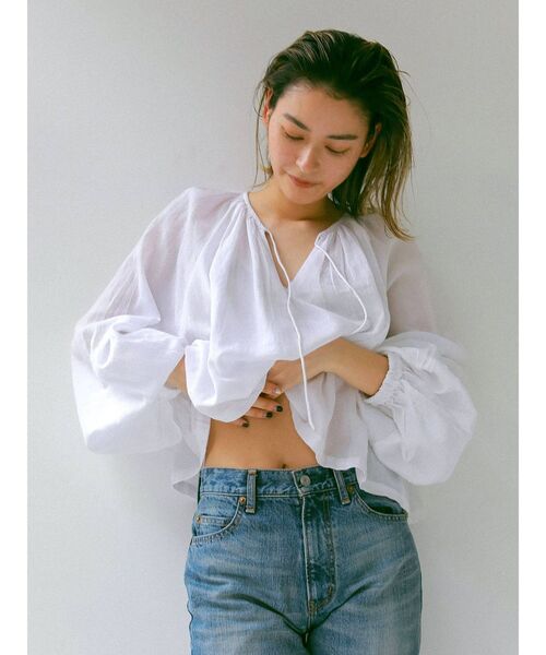 Ungrid（アングリッド）の「コットンボリュームショートブラウス（シャツ/ブラウス・レディース・パープル/オフホワイト/オレンジ・FREE）」の13枚目の写真