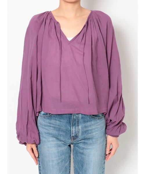 Ungrid（アングリッド）の「コットンボリュームショートブラウス（シャツ/ブラウス・レディース・パープル/オフホワイト/オレンジ・FREE）」の21枚目の写真