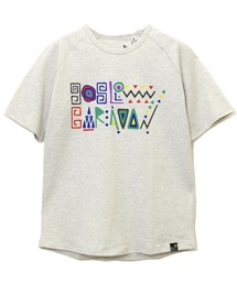 鹿の子ジャングル文字プリント ラグランTEE W