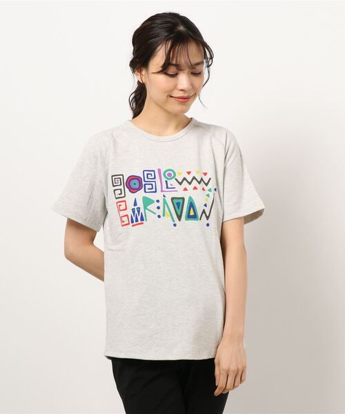 go slow caravan（ゴースローキャラバン）の「鹿の子ジャングル文字プリント ラグランTEE W（Tシャツ/カットソー・レディース・チャコールグレー/オートミール・FREE）」の6枚目の写真