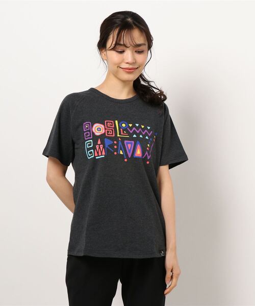 go slow caravan（ゴースローキャラバン）の「鹿の子ジャングル文字プリント ラグランTEE W（Tシャツ/カットソー・レディース・チャコールグレー/オートミール・FREE）」の11枚目の写真
