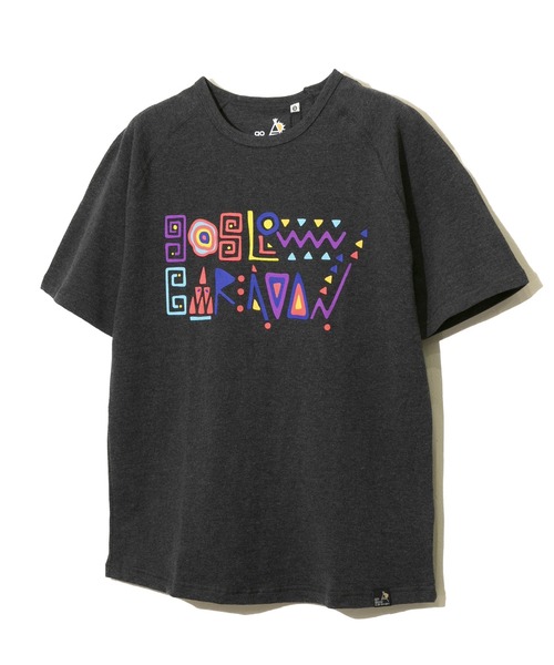 go slow caravan（ゴースローキャラバン）の「鹿の子ジャングル文字プリント ラグランTEE W（Tシャツ/カットソー・レディース・チャコールグレー/オートミール・FREE）」の5枚目の写真