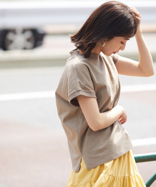 vis-`a-vis（ビサビ）の「【WEB限定】【USAコットン】フレンチスリーブクルーネックプルオーバー（Tシャツ/カットソー・レディース・スミクロ/ブラウン/ベージュ/ホワイト/ピンク/オリーブ・FREE）」の3枚目の写真