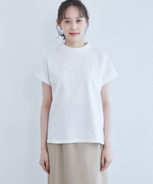 vis-`a-vis（ビサビ）の「【WEB限定】【USAコットン】フレンチスリーブクルーネックプルオーバー（Tシャツ/カットソー・レディース・スミクロ/ブラウン/ベージュ/ホワイト/ピンク/オリーブ・FREE）」の9枚目の写真