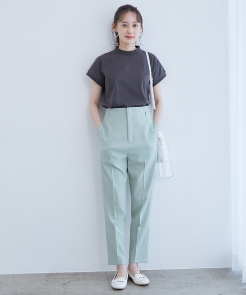 vis-`a-vis（ビサビ）の「【WEB限定】【USAコットン】フレンチスリーブクルーネックプルオーバー（Tシャツ/カットソー・レディース・スミクロ/ブラウン/ベージュ/ホワイト/ピンク/オリーブ・FREE）」の21枚目の写真