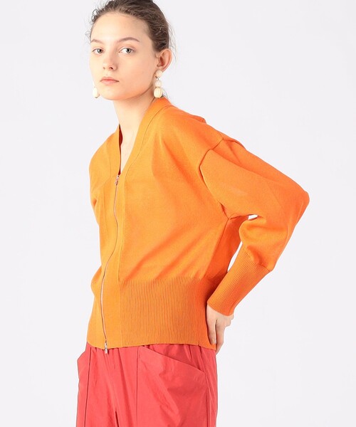 TOMORROWLAND （トゥモローランド）の「ドライレーヨン ジップアップカーディガン（カーディガン/ボレロ・レディース・オレンジ/チャコールグレー/ブルー/ホワイト/ベージュ/イエロー・S）」の6枚目の写真