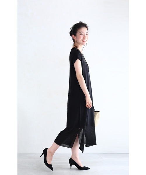 cawaii(カワイイ)の「(黒)涼やかなシアー裾のニットミディアムワンピース(ワンピース・レディース・ブラック・FREE)」の16枚目の写真