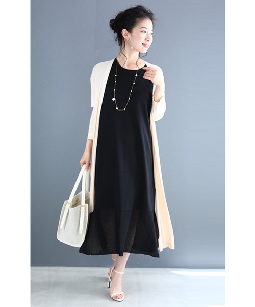 cawaii(カワイイ)の「(黒)涼やかなシアー裾のニットミディアムワンピース(ワンピース・レディース・ブラック・FREE)」の19枚目の写真
