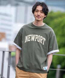 coen | USAコットンフェイクレイヤードカレッジプリントTシャツ(Tシャツ/カットソー)