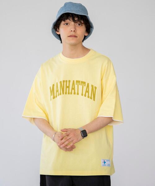 coen（コーエン）の「USAコットンフェイクレイヤードカレッジプリントTシャツ（Tシャツ/カットソー・メンズ・ライム/イエロー/オリーブ/ネイビー・X-LARGE/MEDIUM/SMALL/LARGE）」の5枚目の写真
