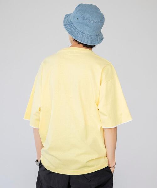 coen（コーエン）の「USAコットンフェイクレイヤードカレッジプリントTシャツ（Tシャツ/カットソー・メンズ・ライム/イエロー/オリーブ/ネイビー・X-LARGE/MEDIUM/SMALL/LARGE）」の7枚目の写真