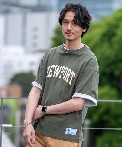 coen（コーエン）の「USAコットンフェイクレイヤードカレッジプリントTシャツ（Tシャツ/カットソー・メンズ・ライム/イエロー/オリーブ/ネイビー・X-LARGE/MEDIUM/SMALL/LARGE）」の19枚目の写真