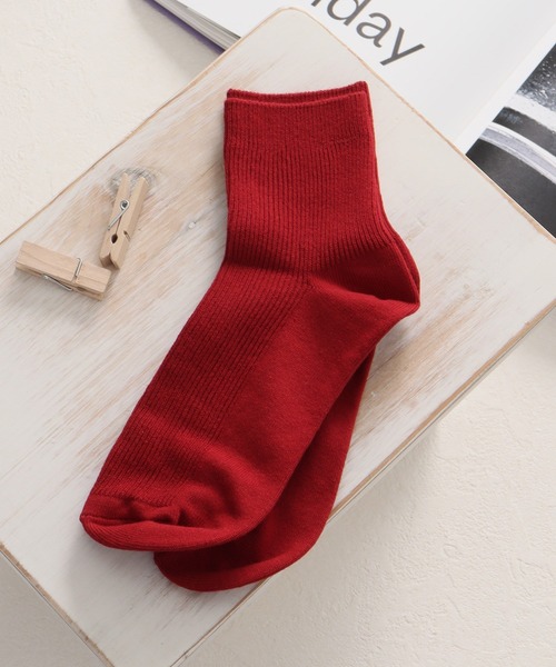 Honeys（ハニーズ）の「ショート丈リブソックス（ソックス/靴下・レディース・ホワイト/ブラック/レッド/ベージュ/イエロー/ブルー/グリーン・FREE）」の7枚目の写真