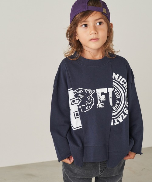 ＆yam（アンドヤム）の「USA裏毛リメイクスウェット（スウェット・キッズ・ブラック/ブルー/ホワイト/ベージュ・120-130cm/140-150cm/130-140cm/110-120cm/150-160cm）」の4枚目の写真